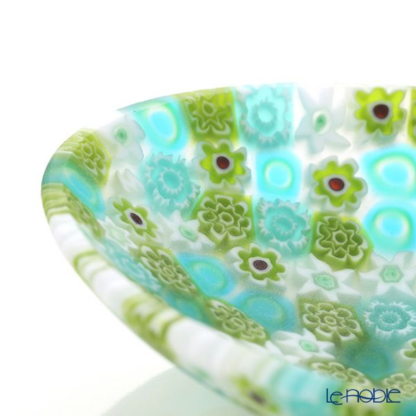 エルコーレモレッティ ミレフィオーリ オーバルプレート 7.5×10.5cm グリーン系（211）