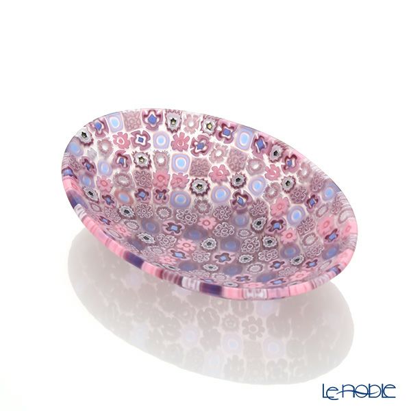 エルコーレモレッティ ミレフィオーリ オーバルプレート 7.5×10.5cm ピンク系（214）