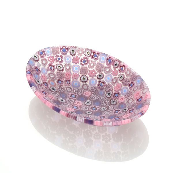 エルコーレモレッティ ミレフィオーリ オーバルプレート 7.5×10.5cm ピンク系（214）