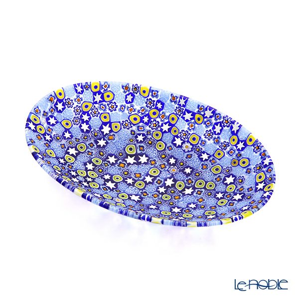 エルコーレモレッティ ミレフィオーリ オーバルプレート 10.5×16.5cm ブルー系 212