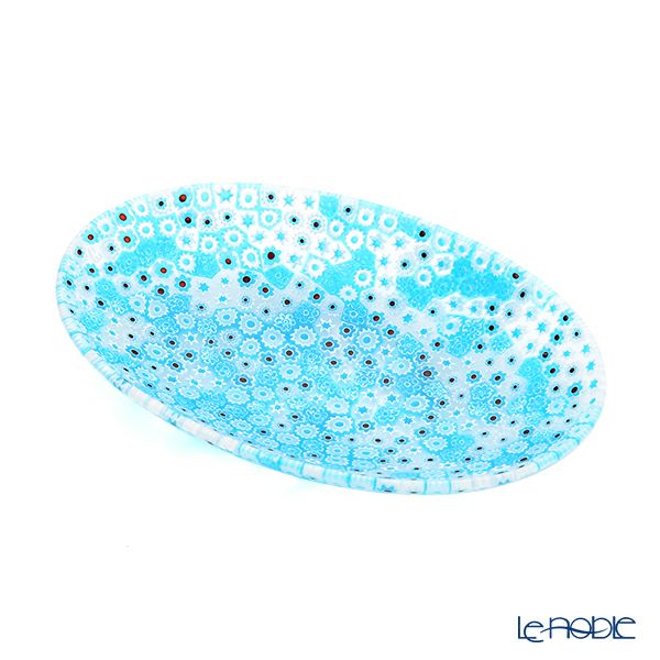 エルコーレモレッティ ミレフィオーリ オーバルプレート 10.5×16.5cm ライトブルー 216