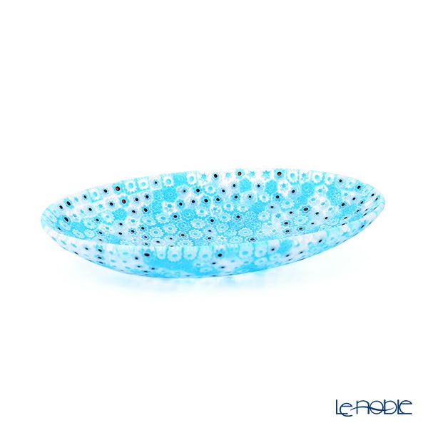 エルコーレモレッティ ミレフィオーリ オーバルプレート 10.5×16.5cm ライトブルー 216