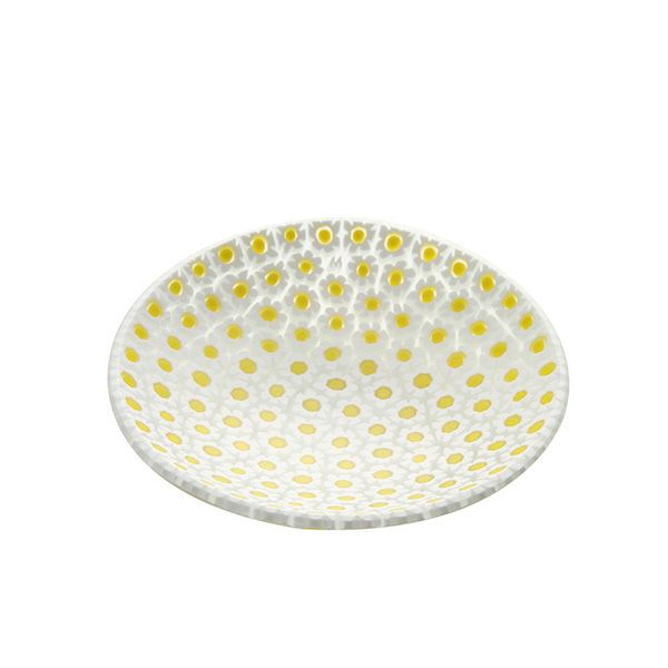 エルコーレモレッティ ミレフィオーリ プレート 8cm イエロー×ホワイト（59）