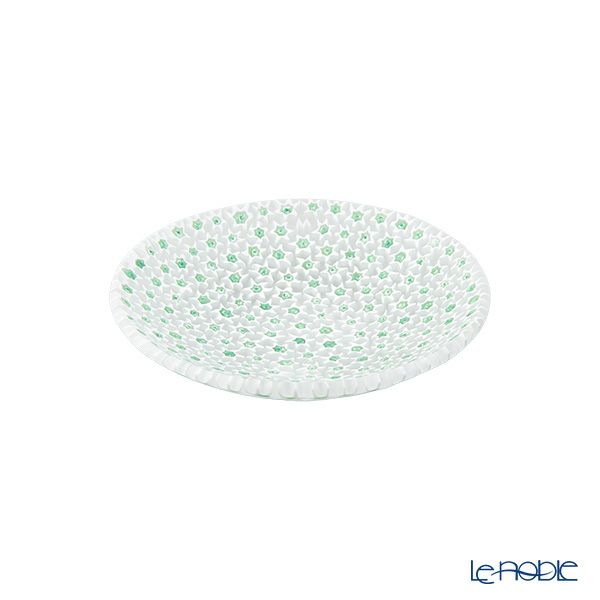 エルコーレモレッティ ミレフィオーリ プレート 8cm グリーン×ホワイト（68）