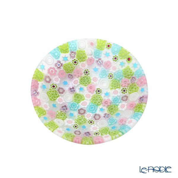 エルコーレモレッティ ミレフィオーリ プレート 8cm グリーンピンク 400 小皿