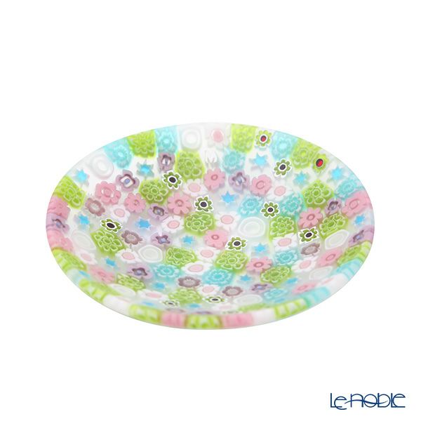 エルコーレモレッティ ミレフィオーリ プレート 8cm グリーンピンク 400 小皿