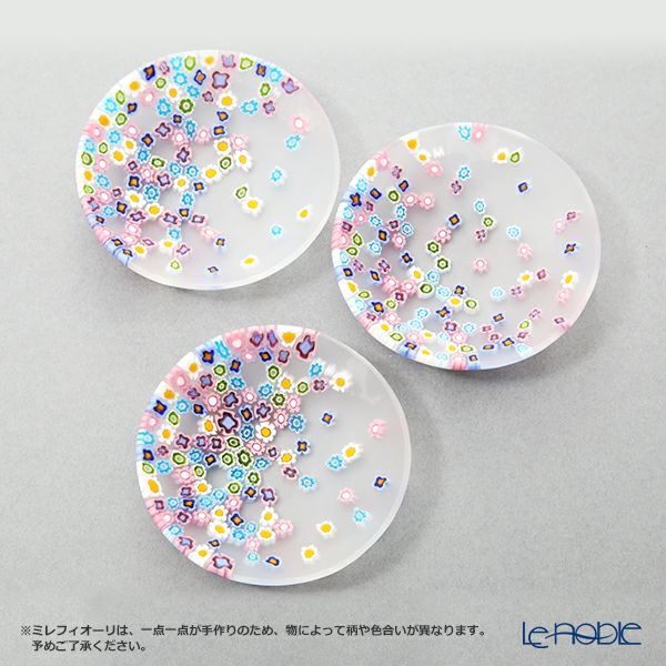 エルコーレモレッティ ミレフィオーリ プレート 8cm グリーンピンク 400 小皿