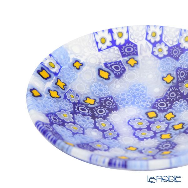 エルコーレモレッティ ミレフィオーリ プレート 8cm ホワイト×ブルー×イエロー 412 小皿