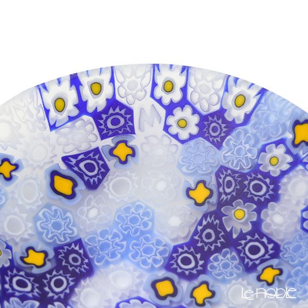 エルコーレモレッティ ミレフィオーリ プレート 8cm ホワイト×ブルー×イエロー 412 小皿