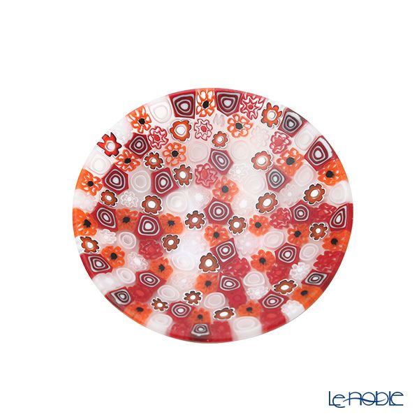 エルコーレモレッティ ミレフィオーリ プレート 8cm レッドホワイト 413 小皿