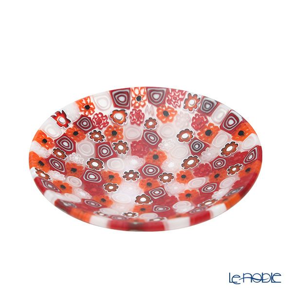 エルコーレモレッティ ミレフィオーリ プレート 8cm レッドホワイト 413 小皿