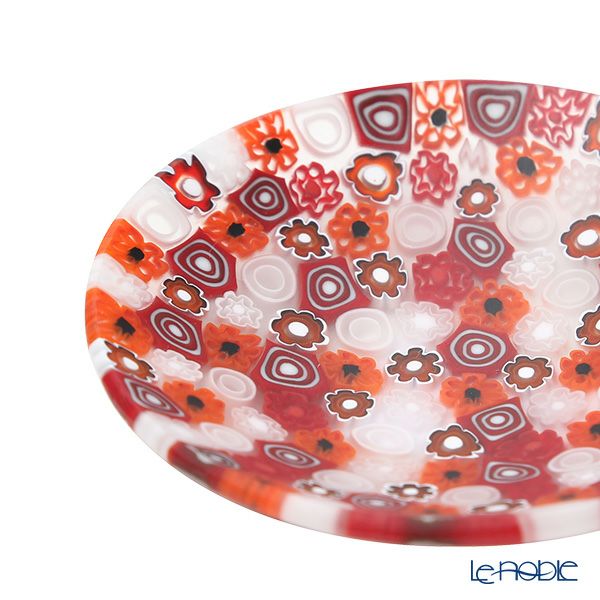 エルコーレモレッティ ミレフィオーリ プレート 8cm レッドホワイト 413 小皿