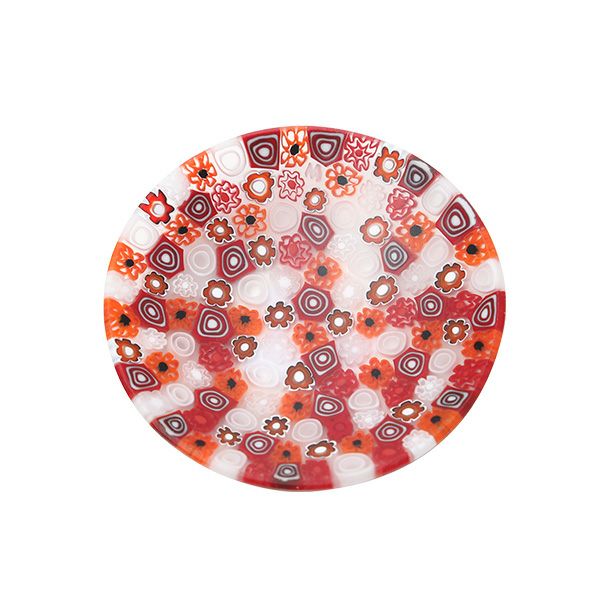 エルコーレモレッティ ミレフィオーリ プレート 8cm レッドホワイト 413 小皿