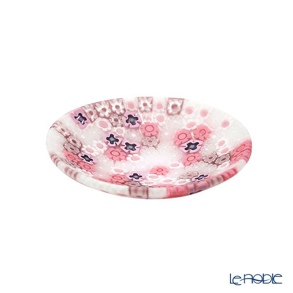 エルコーレモレッティ ミレフィオーリ プレート 8cm ピンク×ホワイト 430