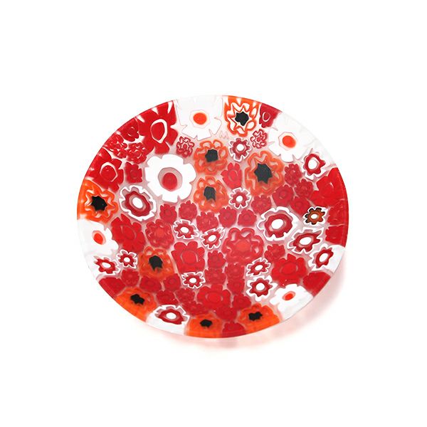 エルコーレモレッティ ミレフィオーリ プレート 8cm スプリング レッド系 SPRING R