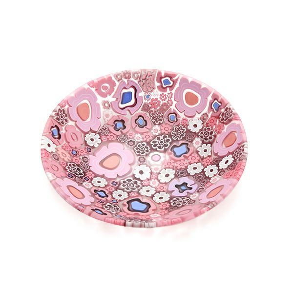 エルコーレモレッティ ミレフィオーリ プレート 13cm スプリング ピンク系 P