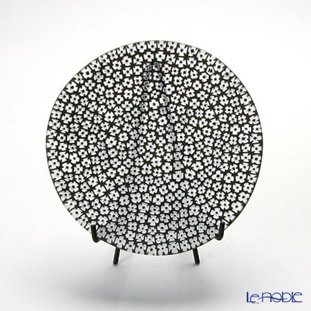 エルコーレモレッティ ミレフィオーリ フラットプレート 13cm ブラックフラワー（37）