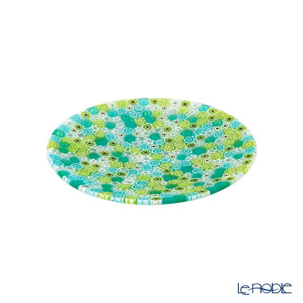 エルコーレモレッティ ミレフィオーリ フラットプレート 13cm グリーン系（211）