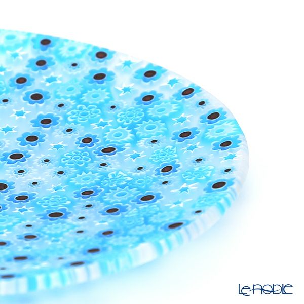 エルコーレモレッティ ミレフィオーリ フラットプレート 13cm ライトブルー（216）小皿