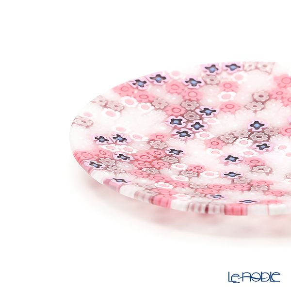 エルコーレモレッティ ミレフィオーリ フラットプレート 13cm ピンク×ホワイト 430