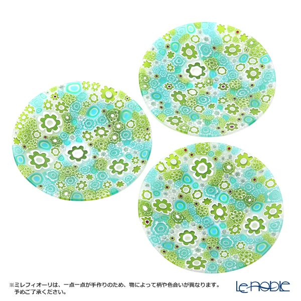 エルコーレモレッティ ミレフィオーリ フラットプレート 13cm スプリング グリーン系 SPRING G 小皿