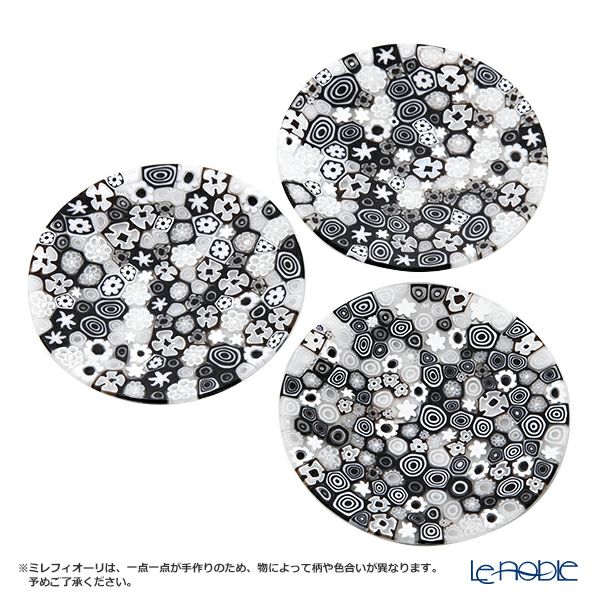 エルコーレモレッティ ミレフィオーリ フラットプレート 13cm スプリング ブラック系 SPRING Bw 小皿