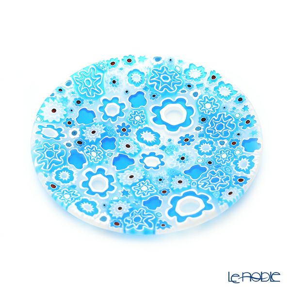エルコーレモレッティ ミレフィオーリ フラットプレート 13cm スプリング ライトブルー系 小皿