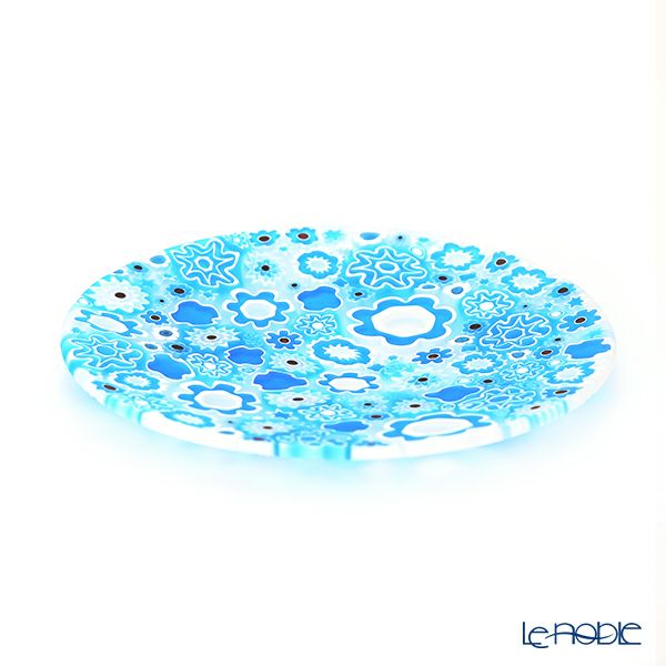 エルコーレモレッティ ミレフィオーリ フラットプレート 13cm スプリング ライトブルー系 小皿