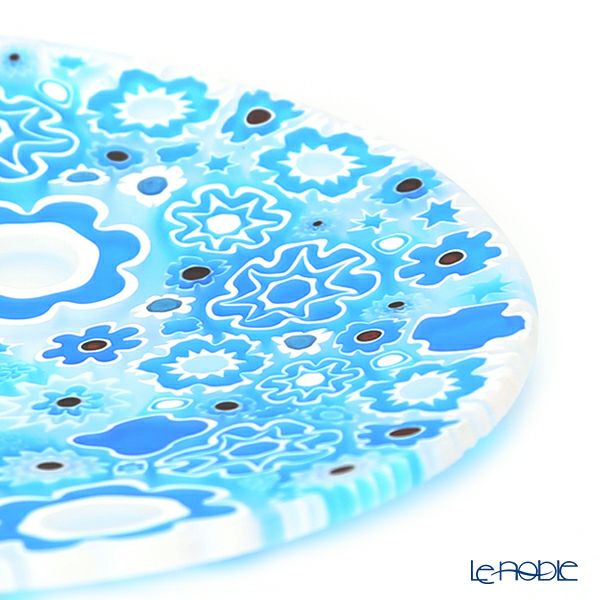 エルコーレモレッティ ミレフィオーリ フラットプレート 13cm スプリング ライトブルー系 小皿