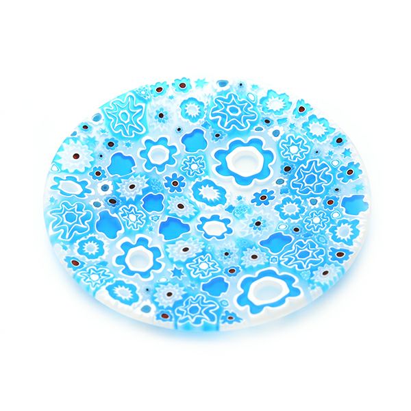 エルコーレモレッティ ミレフィオーリ フラットプレート 13cm スプリング ライトブルー系 小皿