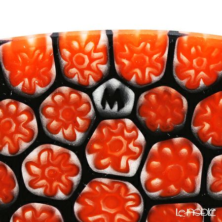 エルコーレモレッティ ミレフィオーリ プレート 19cm オレンジレッド×ブラック（15）