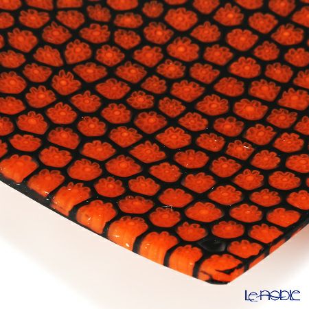 エルコーレモレッティ ミレフィオーリ プレート 18×18cm オレンジレッド×ブラック（15）