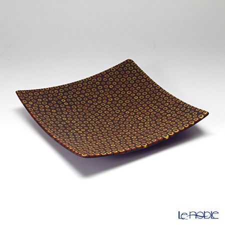 エルコーレモレッティ ミレフィオーリ プレート 18×18cm セル／オレンジ系（151）