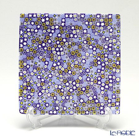 エルコーレモレッティ ミレフィオーリ プレート 18×18cm ブルー系（212）