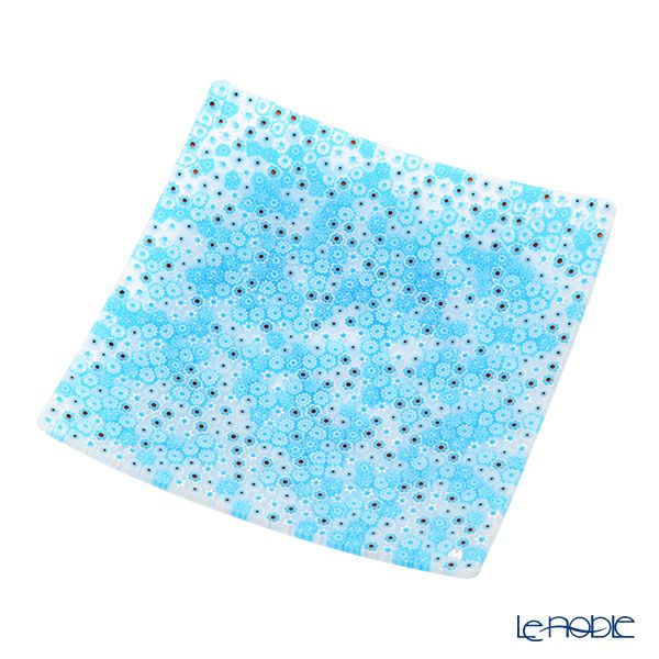 エルコーレモレッティ ミレフィオーリ プレート 18×18cm ライトブルー系 216