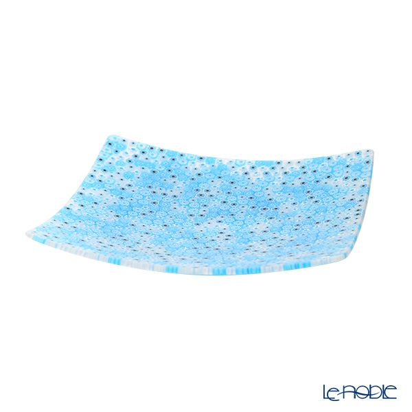 エルコーレモレッティ ミレフィオーリ プレート 18×18cm ライトブルー系 216