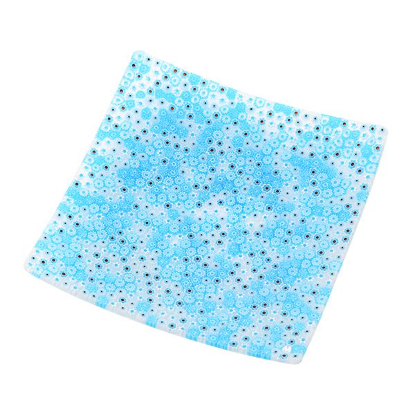 エルコーレモレッティ ミレフィオーリ プレート 18×18cm ライトブルー系 216