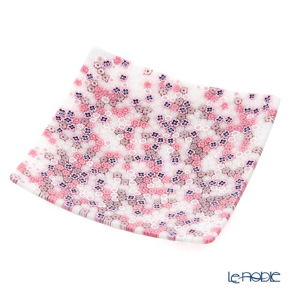 エルコーレモレッティ ミレフィオーリ プレート 18×18cm ピンク×ホワイト 430