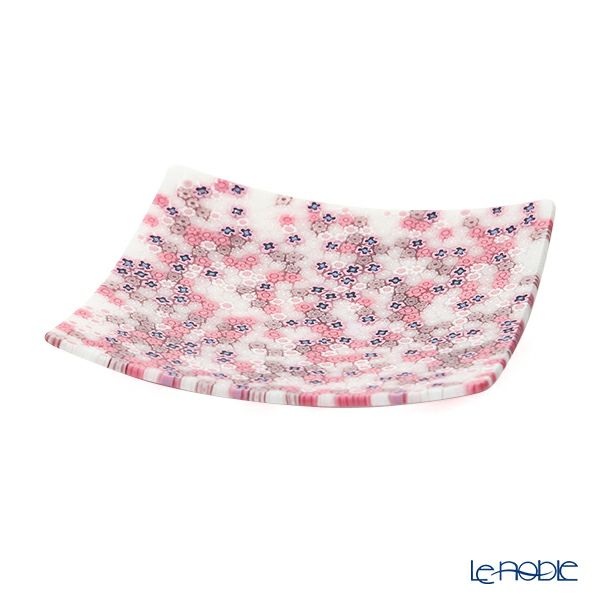 エルコーレモレッティ ミレフィオーリ プレート 18×18cm ピンク×ホワイト 430