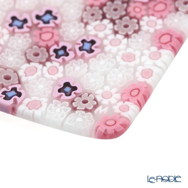 エルコーレモレッティ ミレフィオーリ プレート 18×18cm ピンク×ホワイト 430