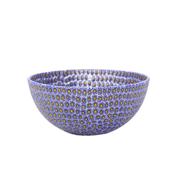 エルコーレモレッティ ミレフィオーリ ボウル 13.5cm ネイビー×イエロー 178