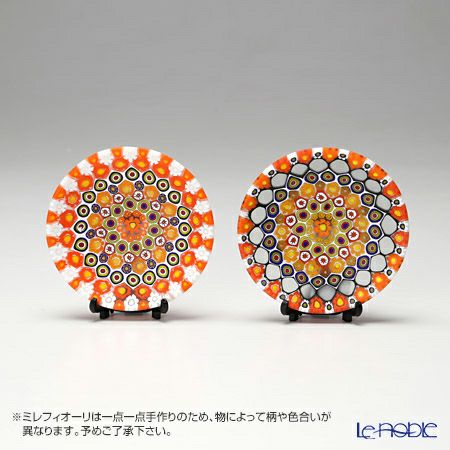 エルコーレモレッティ ミレフィオーリ プレート 8cm 古代ローマモザイク オレンジ系