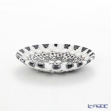 エルコーレモレッティ ミレフィオーリ プレート 8cm 古代ローマモザイク ブラックホワイト系