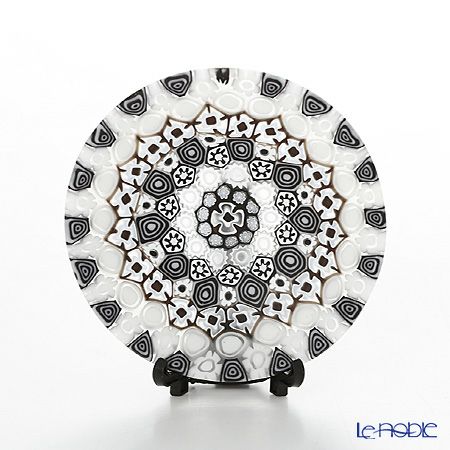 エルコーレモレッティ ミレフィオーリ プレート 8cm 古代ローマモザイク ブラックホワイト系