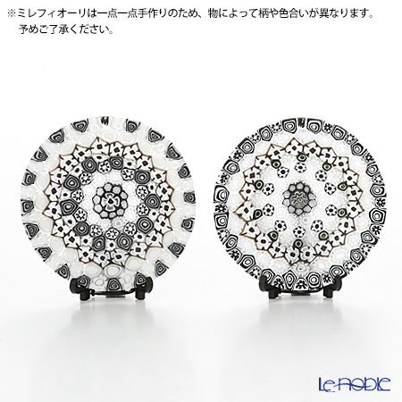 エルコーレモレッティ ミレフィオーリ プレート 8cm 古代ローマモザイク ブラックホワイト系