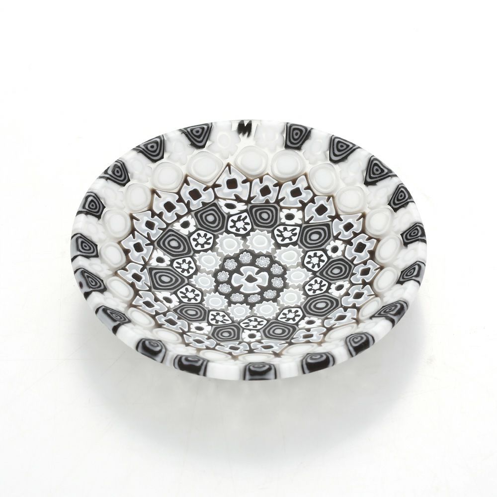 エルコーレモレッティ ミレフィオーリ プレート 8cm 古代ローマモザイク ブラックホワイト系