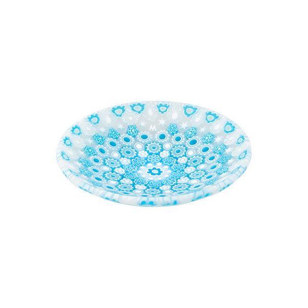 エルコーレモレッティ ミレフィオーリ プレート 8cm 古代ローマモザイク ライトブルー系