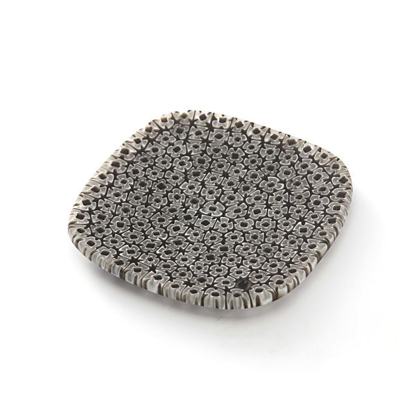 エルコーレモレッティ フレキシ プレート 8×8cm ブラックフラワー（37）