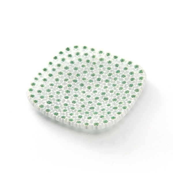 エルコーレモレッティ フレキシ プレート 8×8cm グリーン×ホワイト 68