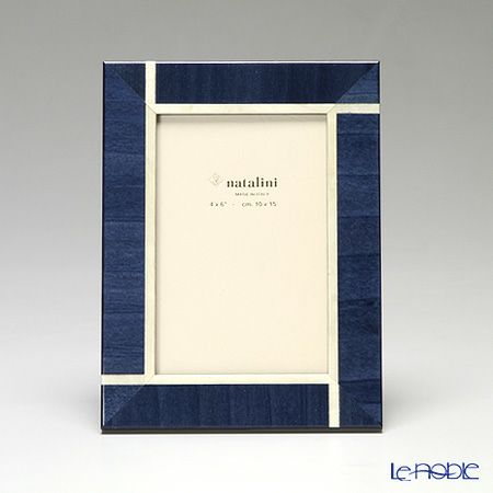 ナタリーニ 象嵌フォトフレーム 10×15cm CERVINIA ブルー×ホワイトライン
